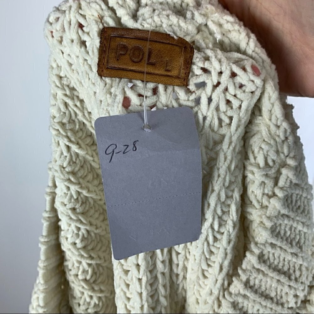 POL Womens sweater size L cream pink open knit chunky v-beck - Picture 7 of 12